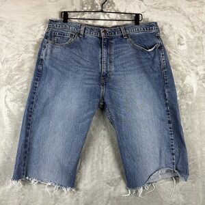 Levi's 505 Jeans Shorts Men's 38 Denim Blue Regular Fit Straight Leg CUT OFF